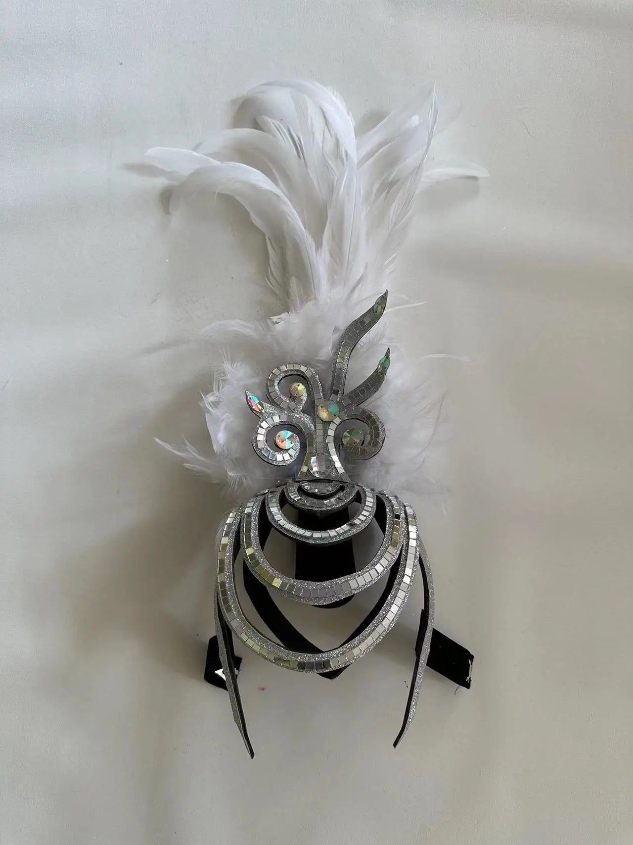 The Stardust Dionysia – Pure White Feather Carnival & Masque Ball Headdress