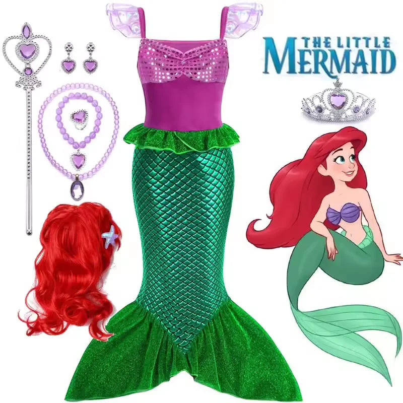 Kids Little Mermaid Ariel Princess Costume Dress – Cosplay Party Outfit