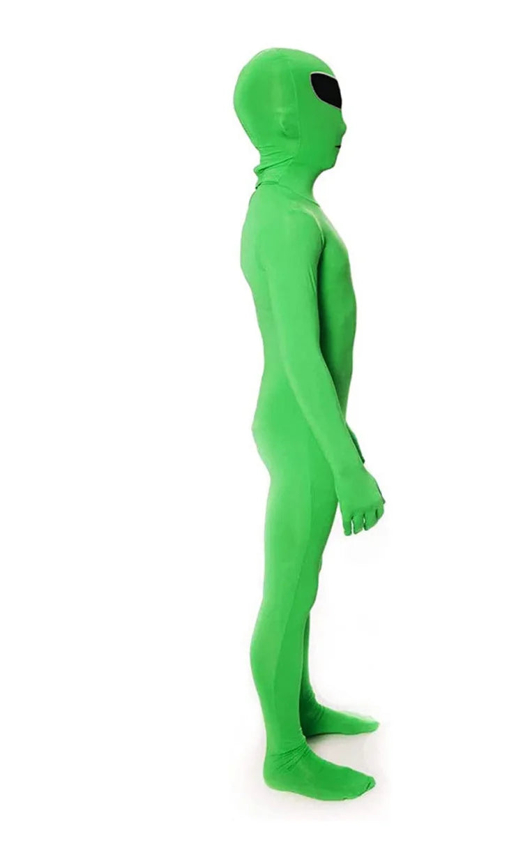 Alien Cosplay Costume – Green Zentai Jumpsuit for Kids & Adults