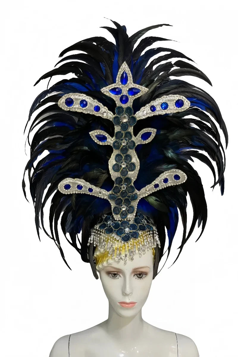Feather headdress samba costume carnival halloween party bar performance hat makeup dance wings parade