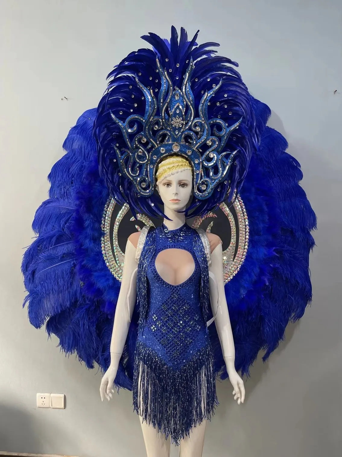 Royal Blue Feathered Gala Performance Set
