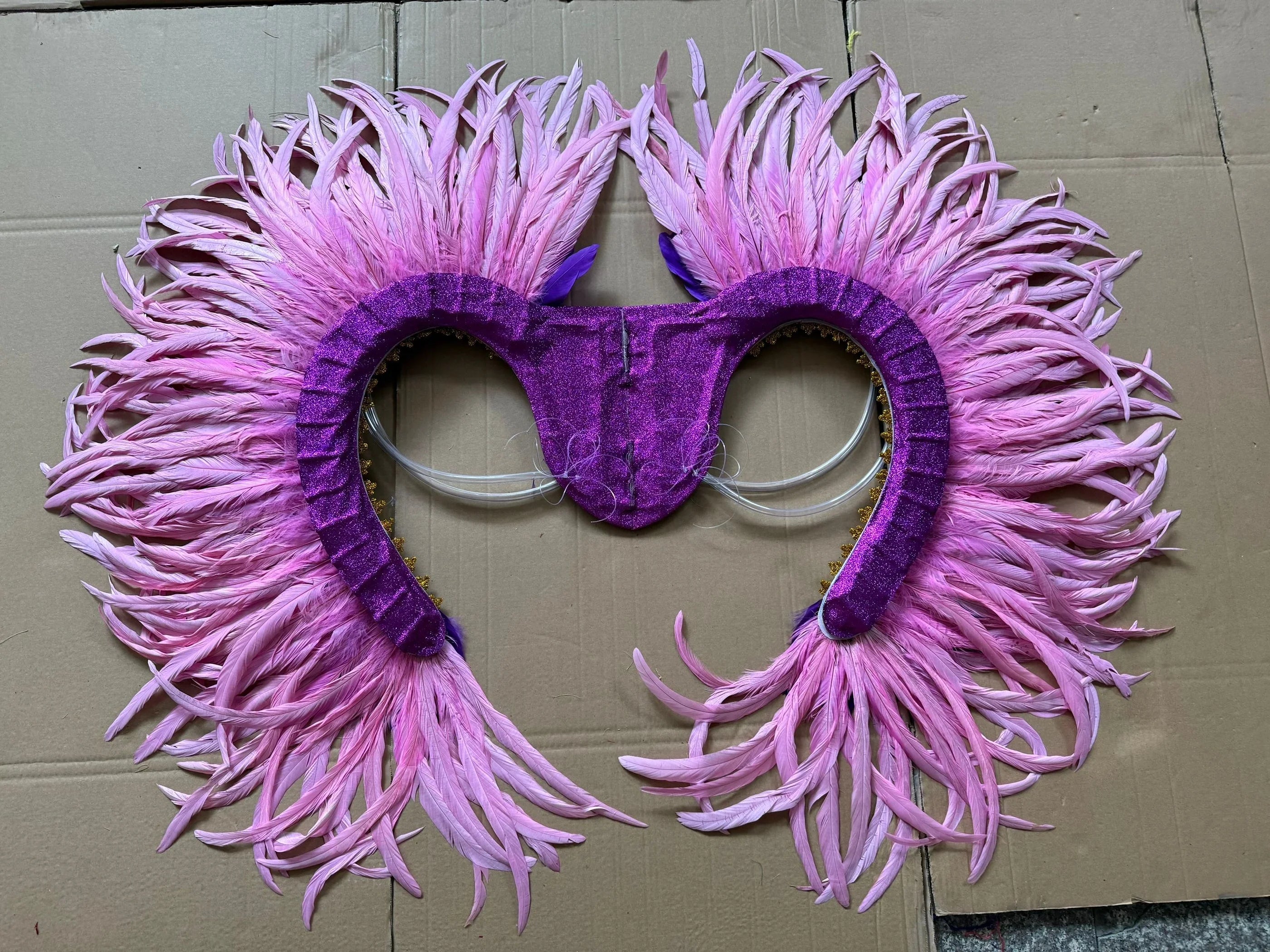 Two-Tone Feather Wing Backpiece Stage Costume Accessory