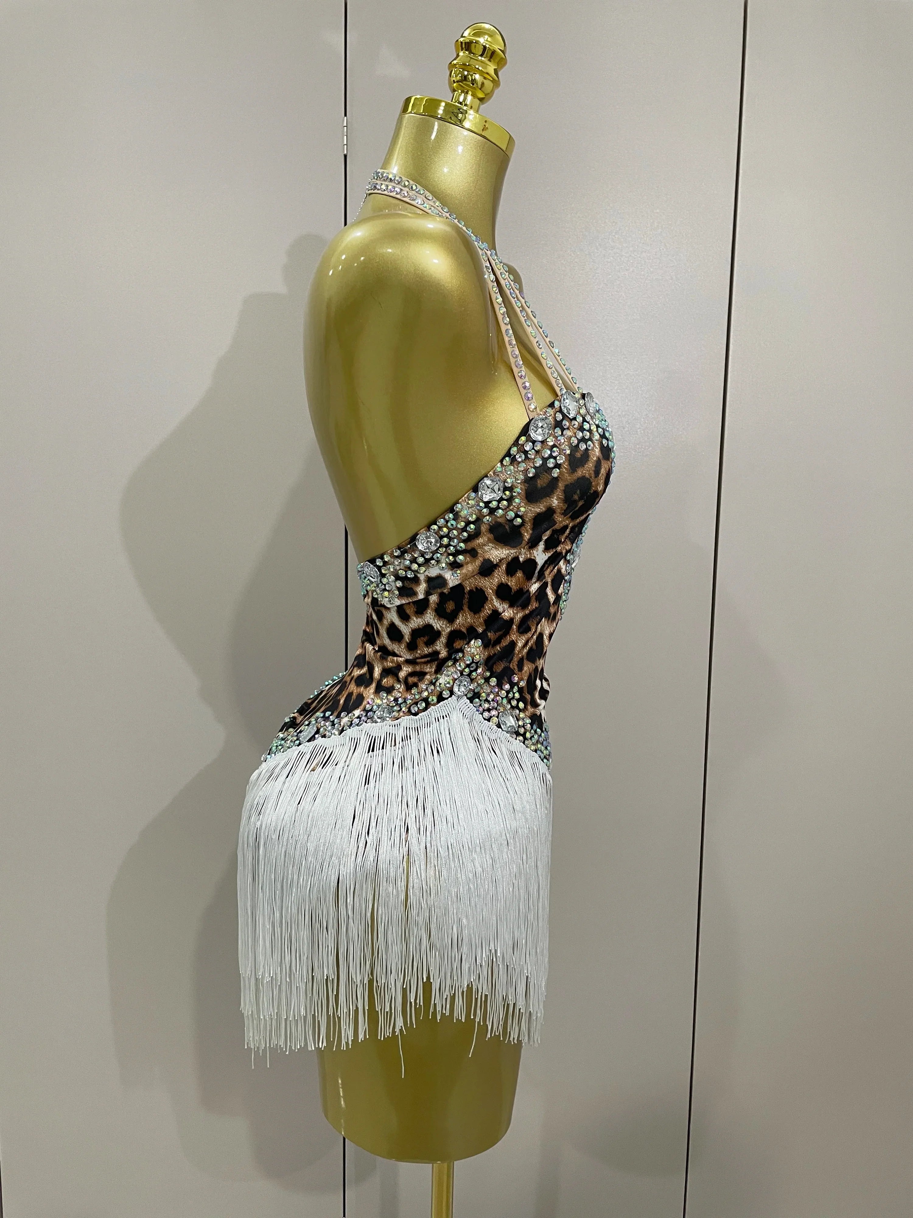 The Wildcat Stardust Tassel Bodysuit – Luxury Rhinestone Leopard Showgirl Costume
