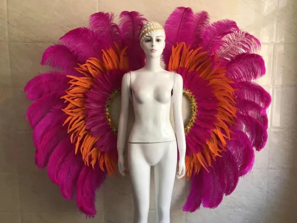 Two-Tone Feather Wing Backpiece Stage Costume Accessory