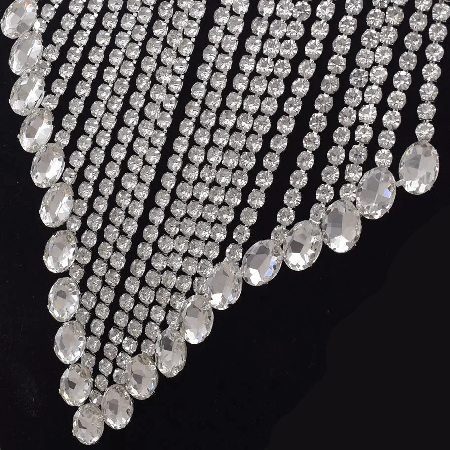 Rhinestone Tassel Fringe Necklace