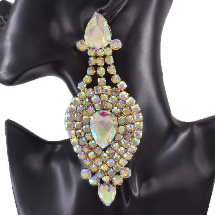 Rhinestone Glass Pendant Necklace & Earring Set