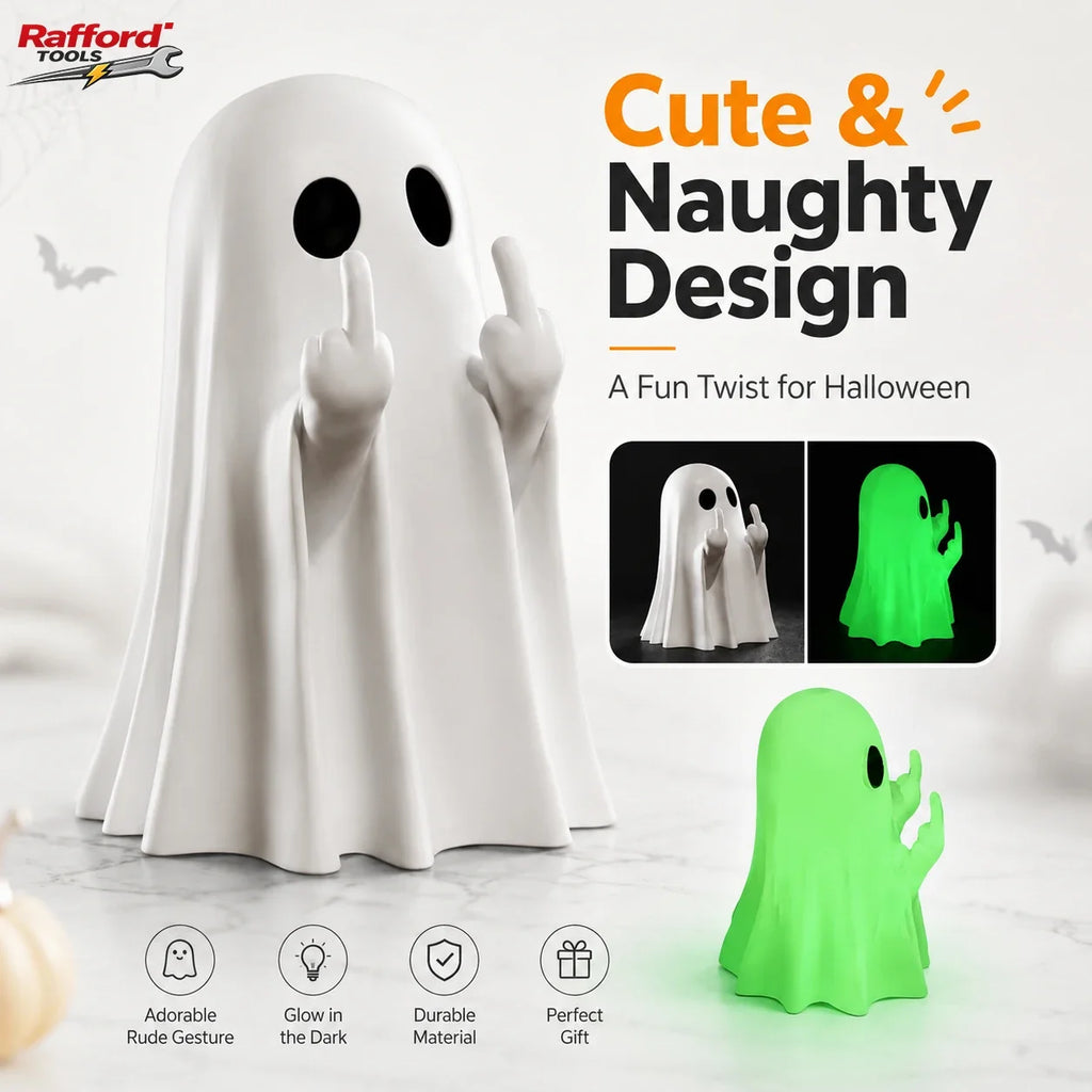Middle Finger Ghost Statue Fluorescent Glow Halloween Decor
