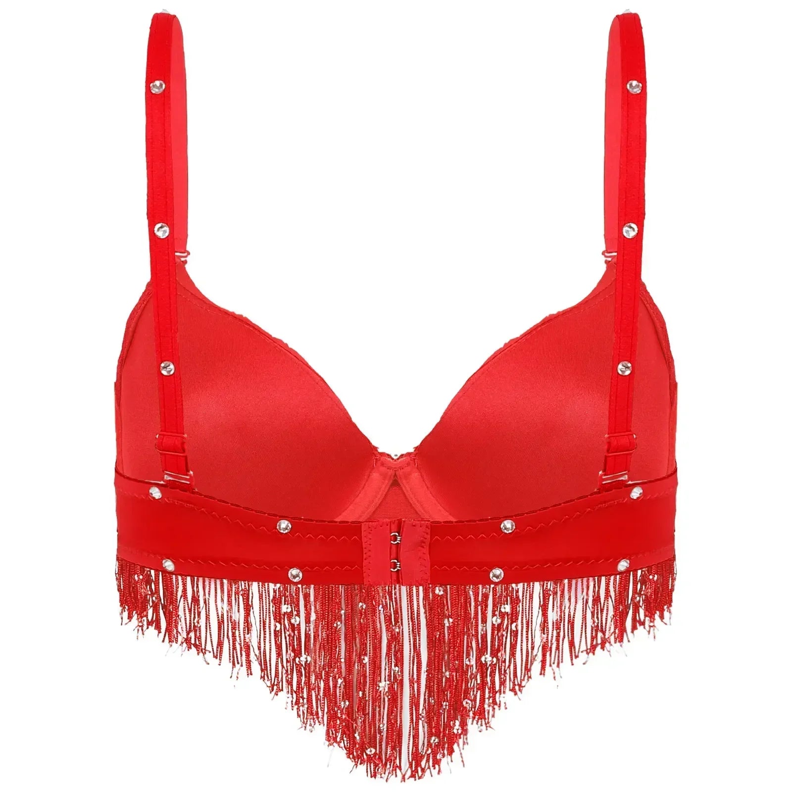 The Stardust Oasis Sirena – Sequined Tassel & Rhinestone Push-Up Belly Dance Bra Top