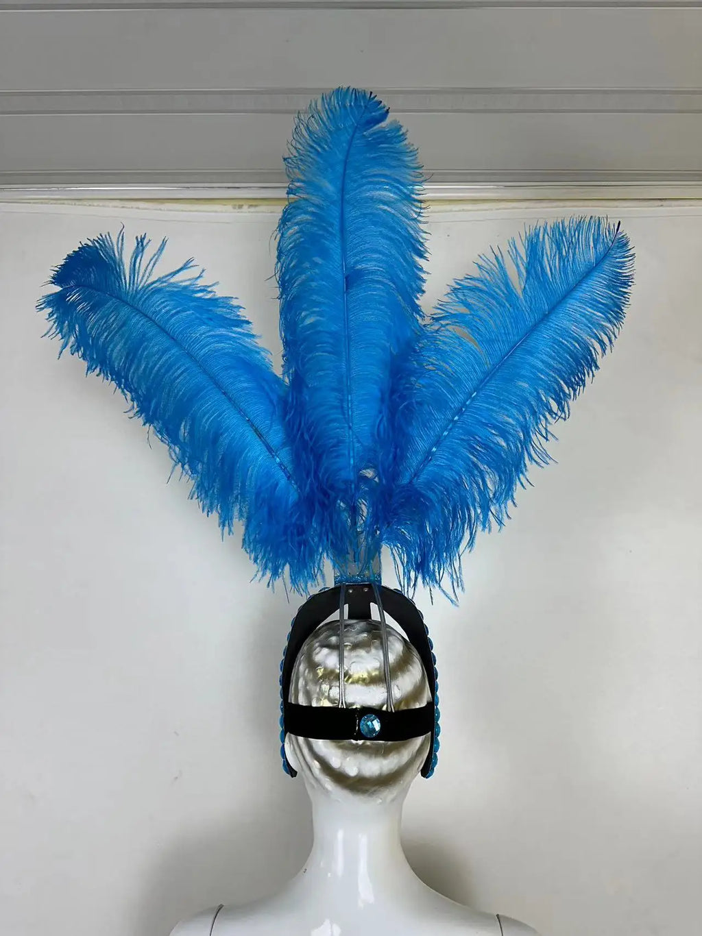 The Stardust Azure Sovereign – Royal Blue Feather Samba Carnival Headdress