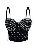 The Stardust Prism Siren – Embroidered Diamond Bustier Corset Crop Top