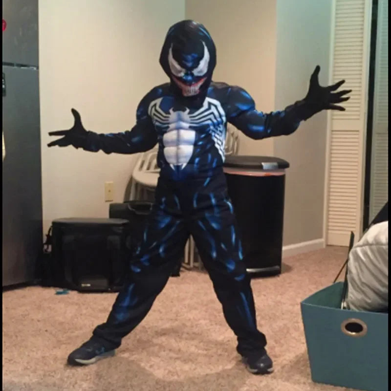Kids Black Spider Costume Superhero Jumpsuit – 3D Spandex Bodysuit