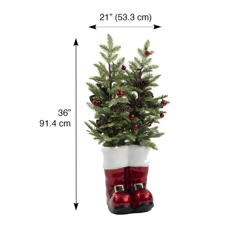 Santa Boots 3' Green Pine Artificial Christmas Tree with Clear/White Lights