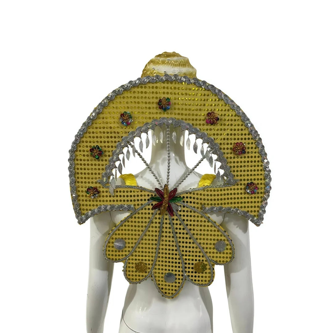 Sequined Butterfly-Style Costume Backpiece with Draped Chain