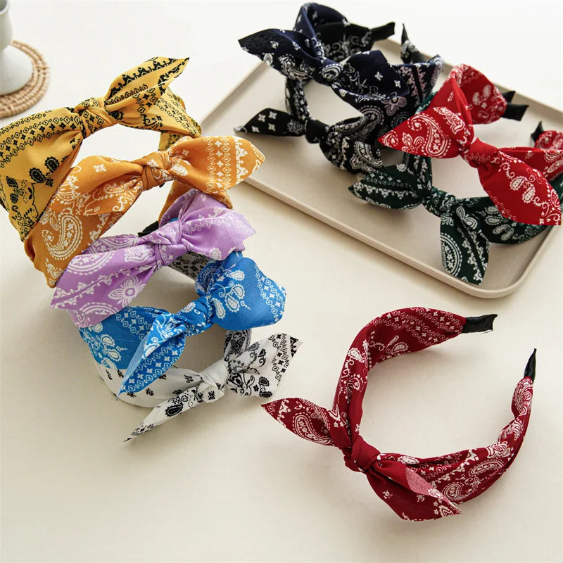 Paisley Bandana Rabbit Ear Headband for Women