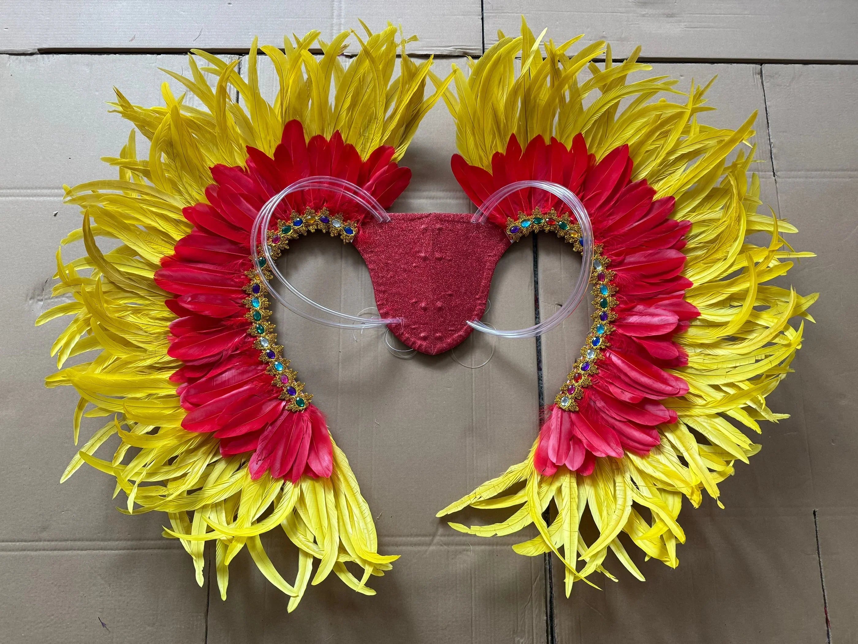 Two-Tone Feather Wing Backpiece Stage Costume Accessory