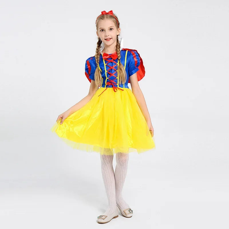 Kids Snow White Princess Costume Dress with Cape