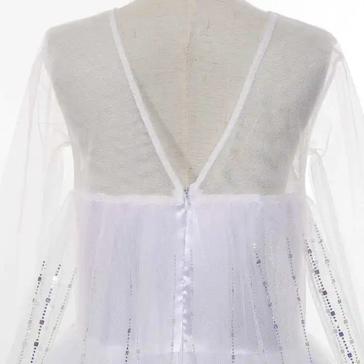 Girls Elsa Frozen Snow Queen Mesh Princess Dress Costume