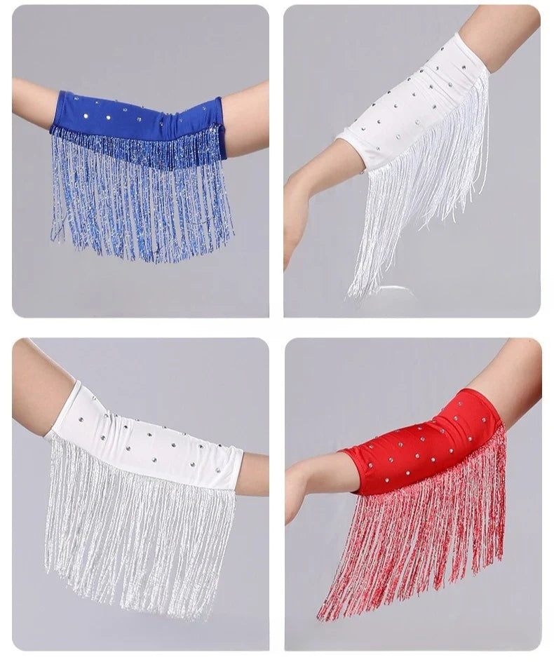 The Stardust Cabaret Fringe Sleeves – Luxury Rhinestone Performance Arm Bands