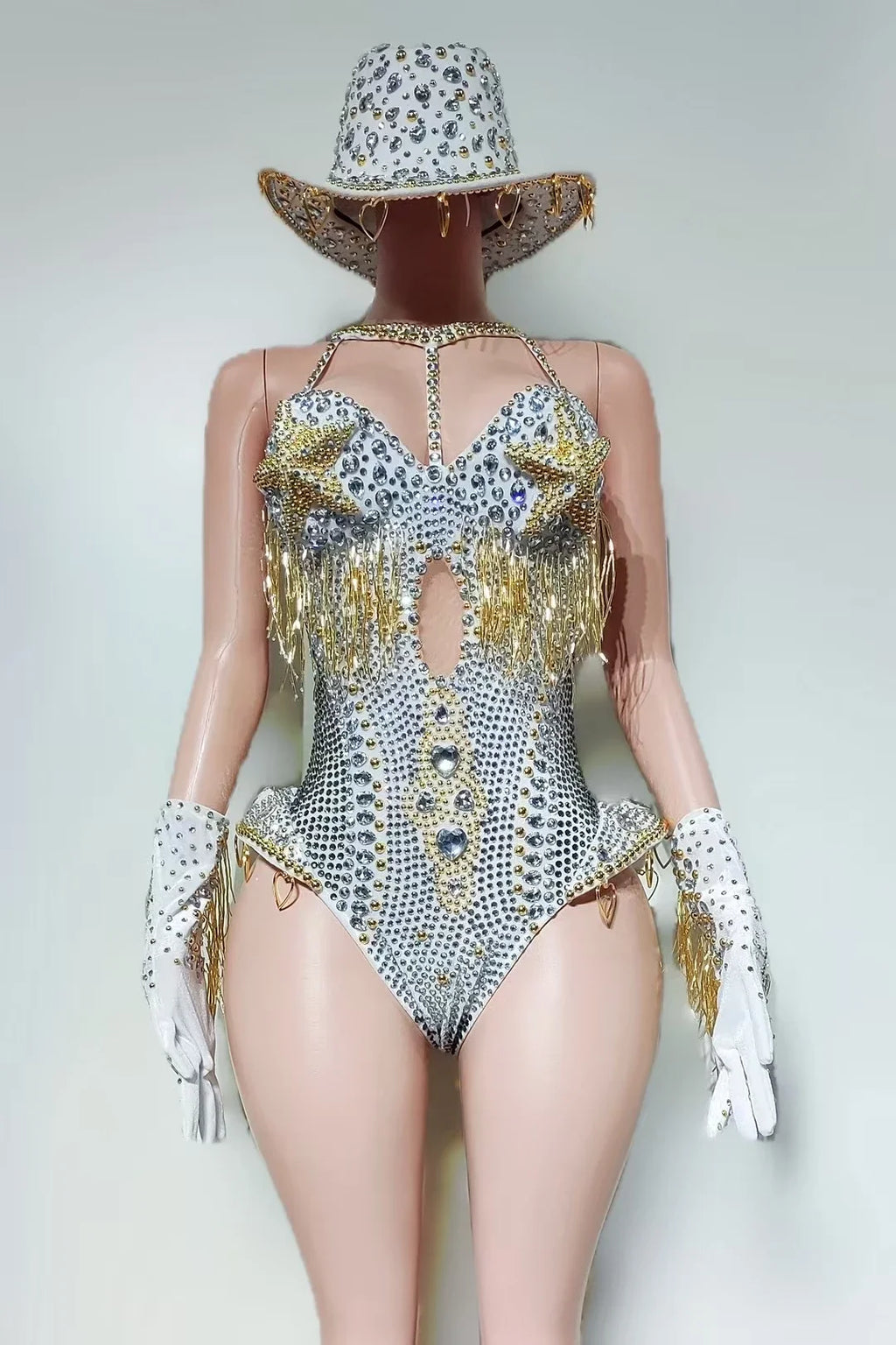 The Stardust Showstopper 4-Piece Rhinestone Ensemble – Luxury Stage Bodysuit & Jumpsuit Set