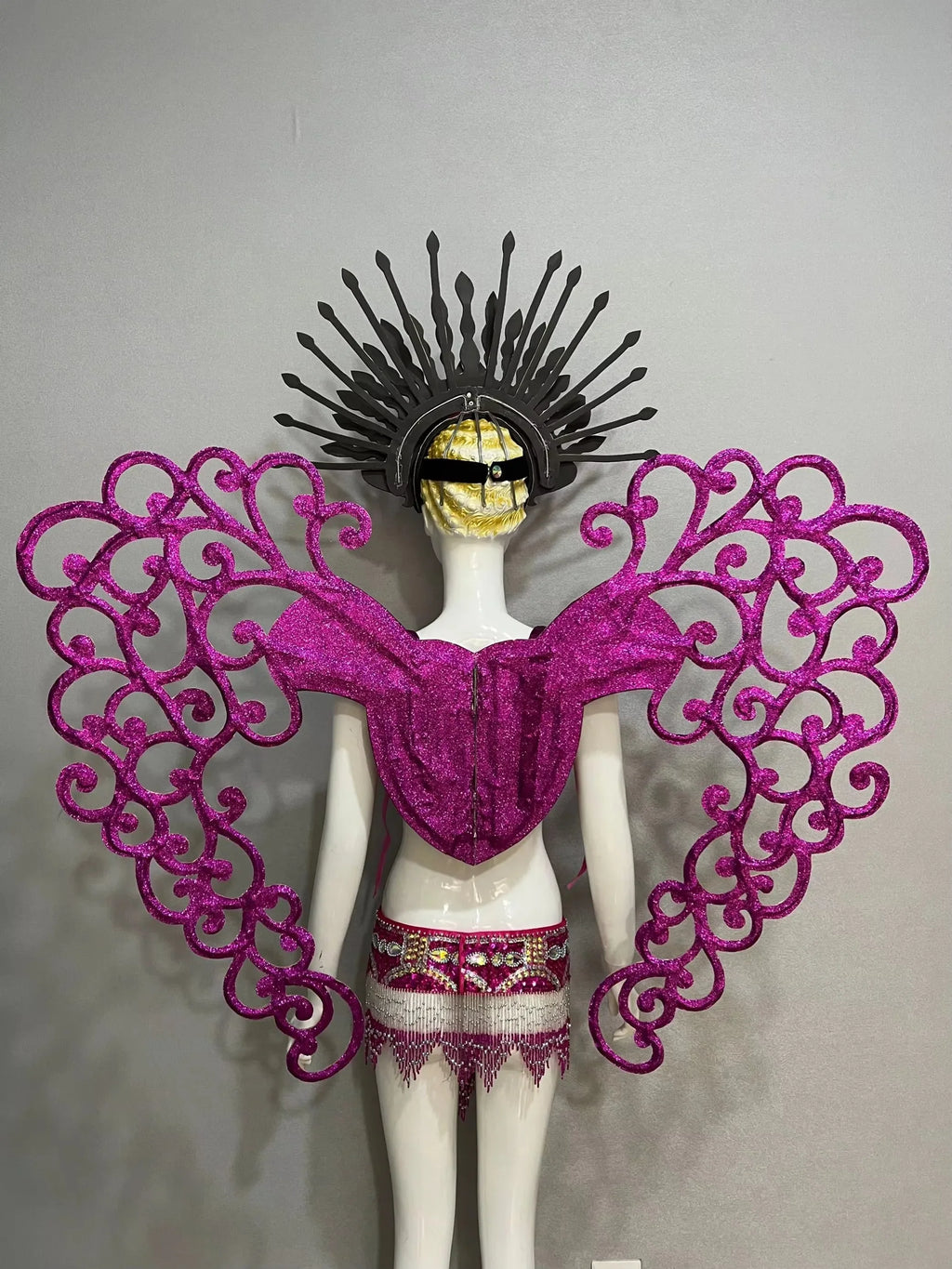 Jewel-Toned Feathered Wings and Headdress Set