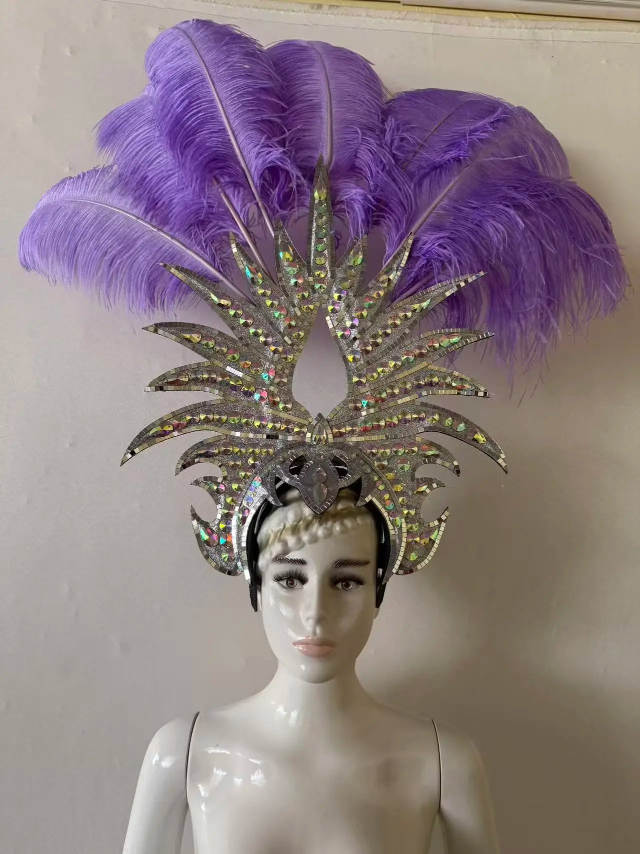 The Stardust Majestic Feather Crown – Carnival & Cabaret Stage Headdress