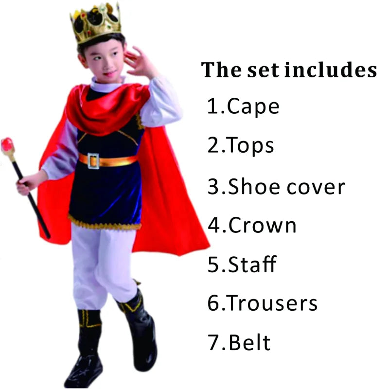 Boys King Carnival Costume 7 Piece – Royal Prince Outfit