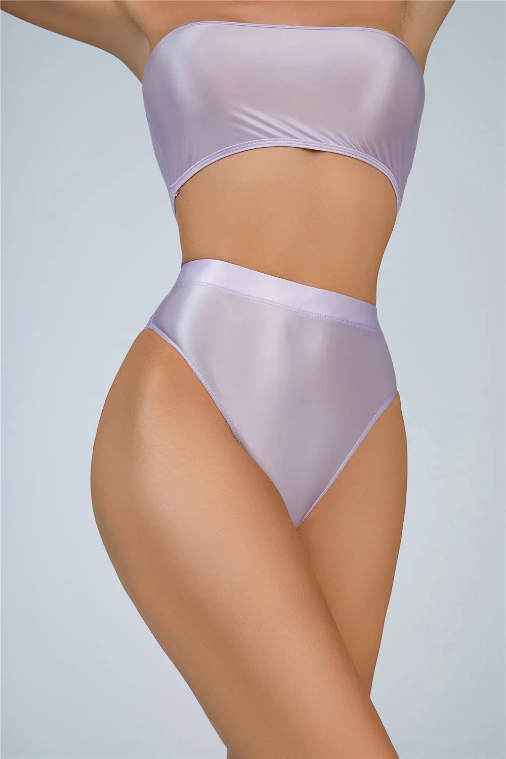 High-Waist Oil Glossy Sheer G-String Thong Satin Smooth Seamless Briefs