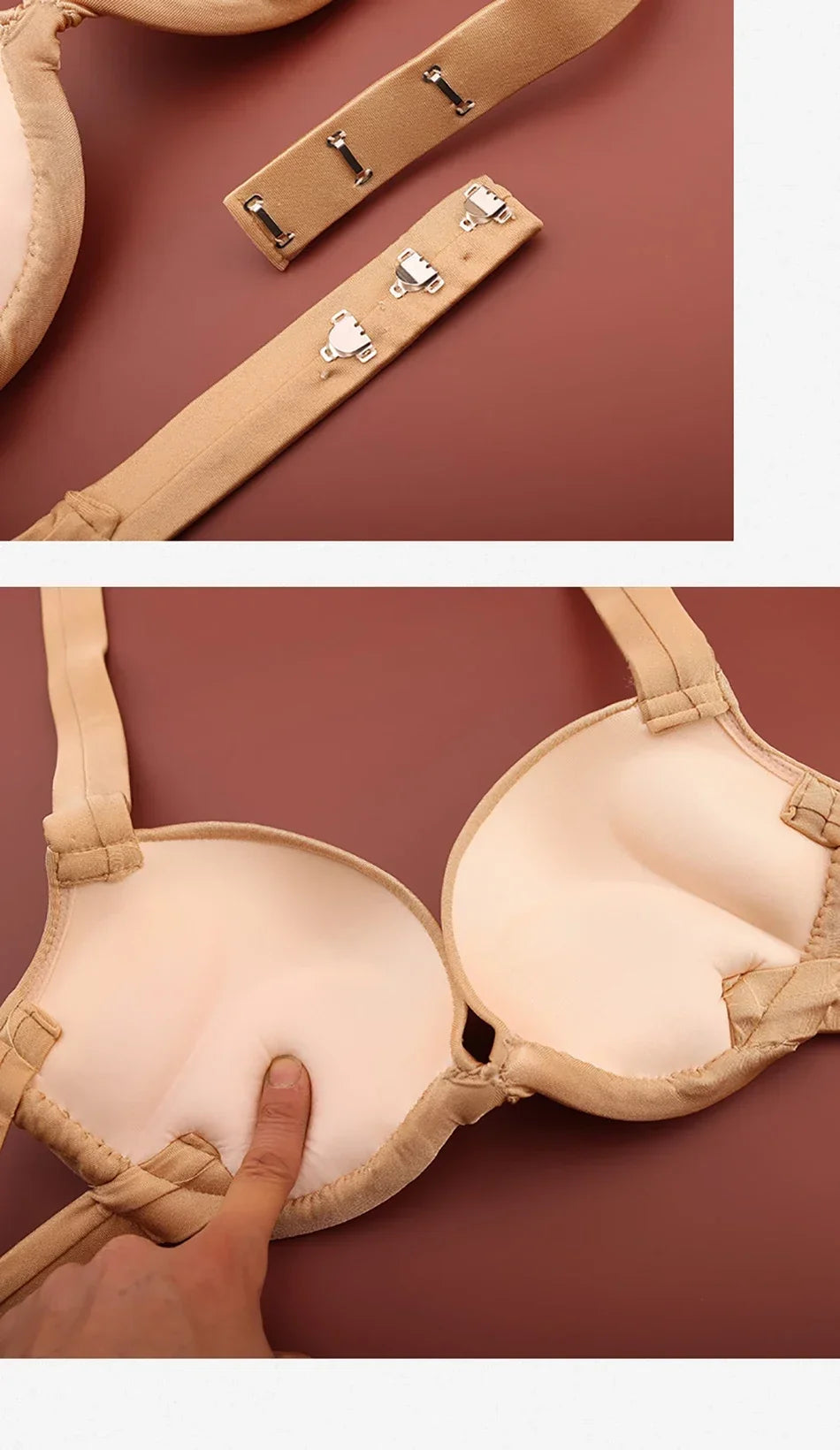 Handmade Steel Ring Gathered Nude Performance Bra Cup