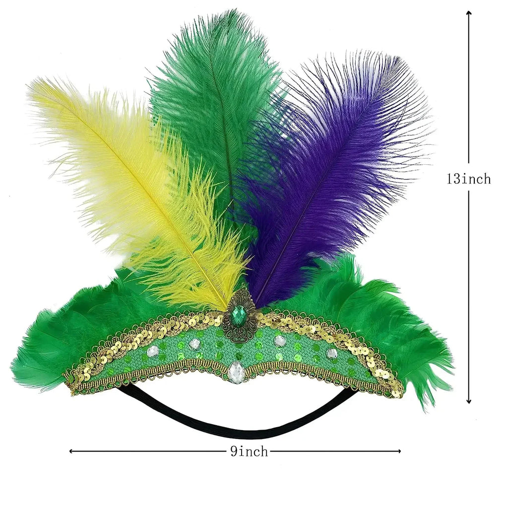1920s Crystal Feather Flapper Headband for Women