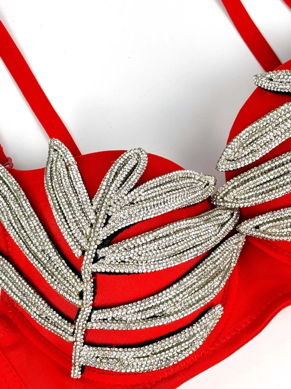 Diamond Rhinestone Leaf Embroidered Bustier Top & Corset Bralette