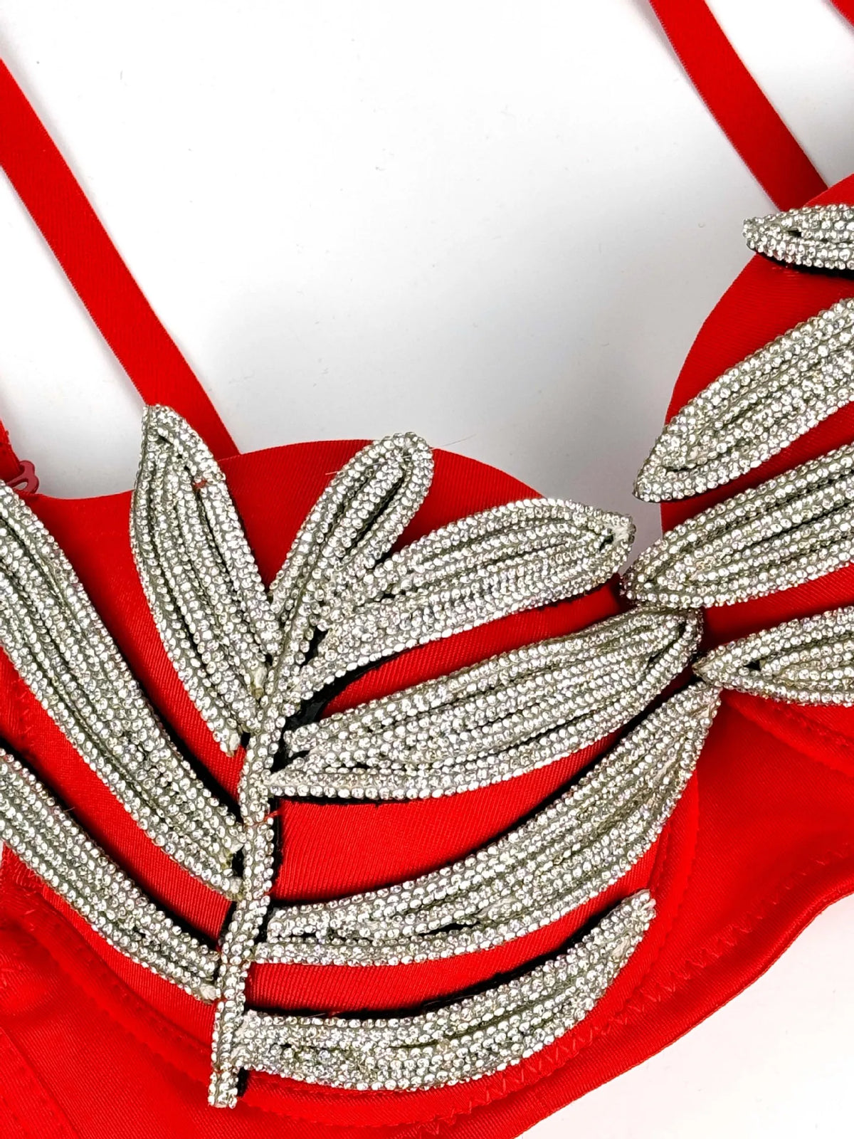 Diamond Rhinestone Leaf Embroidered Bustier Top & Corset Bralette