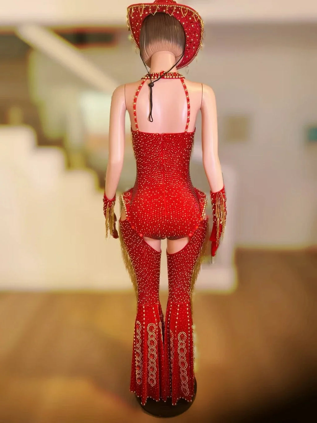 The Stardust Showstopper 4-Piece Rhinestone Ensemble – Luxury Stage Bodysuit & Jumpsuit Set