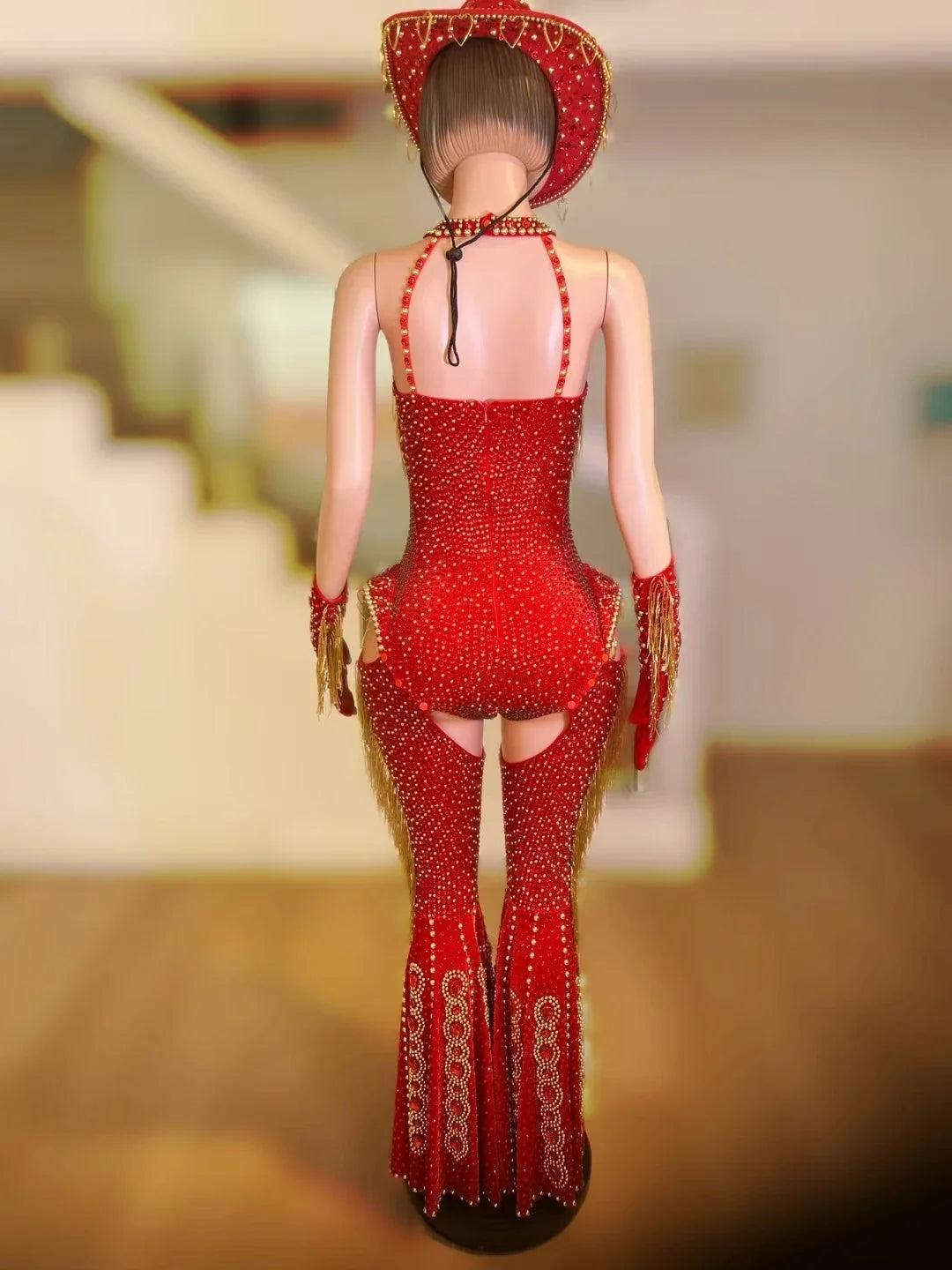 The Stardust Showstopper 4-Piece Rhinestone Ensemble – Luxury Stage Bodysuit & Jumpsuit Set