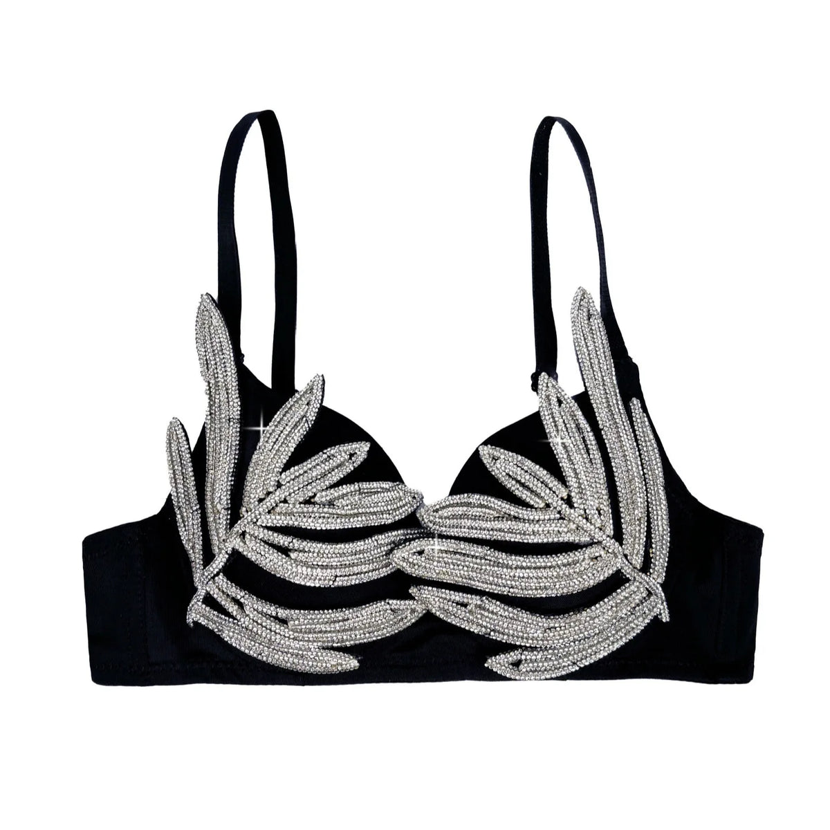 Diamond Rhinestone Leaf Embroidered Bustier Top & Corset Bralette