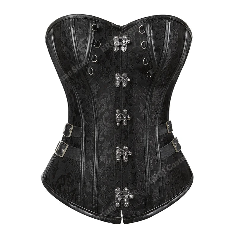 Steampunk Corset Women Plus Size Pirate Corset Top Overbust Halloween Lace Up Costume Gothic Steampunk Corset Metallic Red Brown