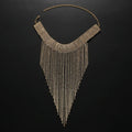 Rhinestone Fringe Tassel Choker Chain Necklace