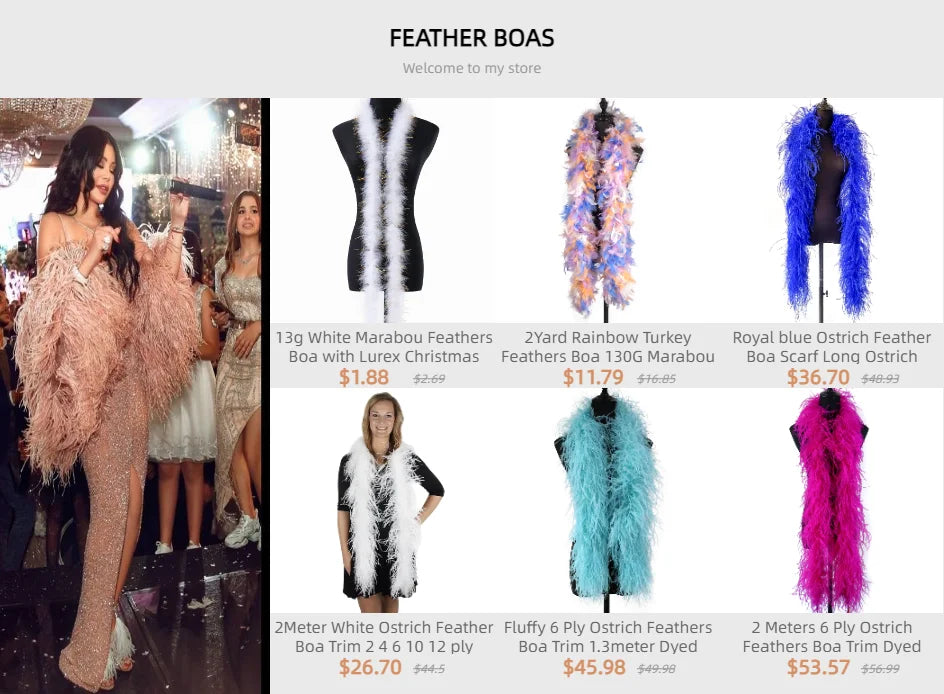 Fluffy Marabou Turkey Feather Boa (2 Meters)