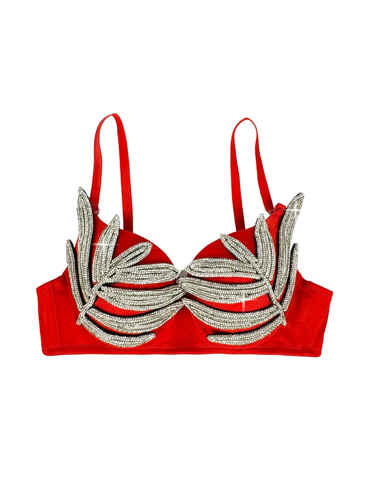 Diamond Rhinestone Leaf Embroidered Bustier Top & Corset Bralette
