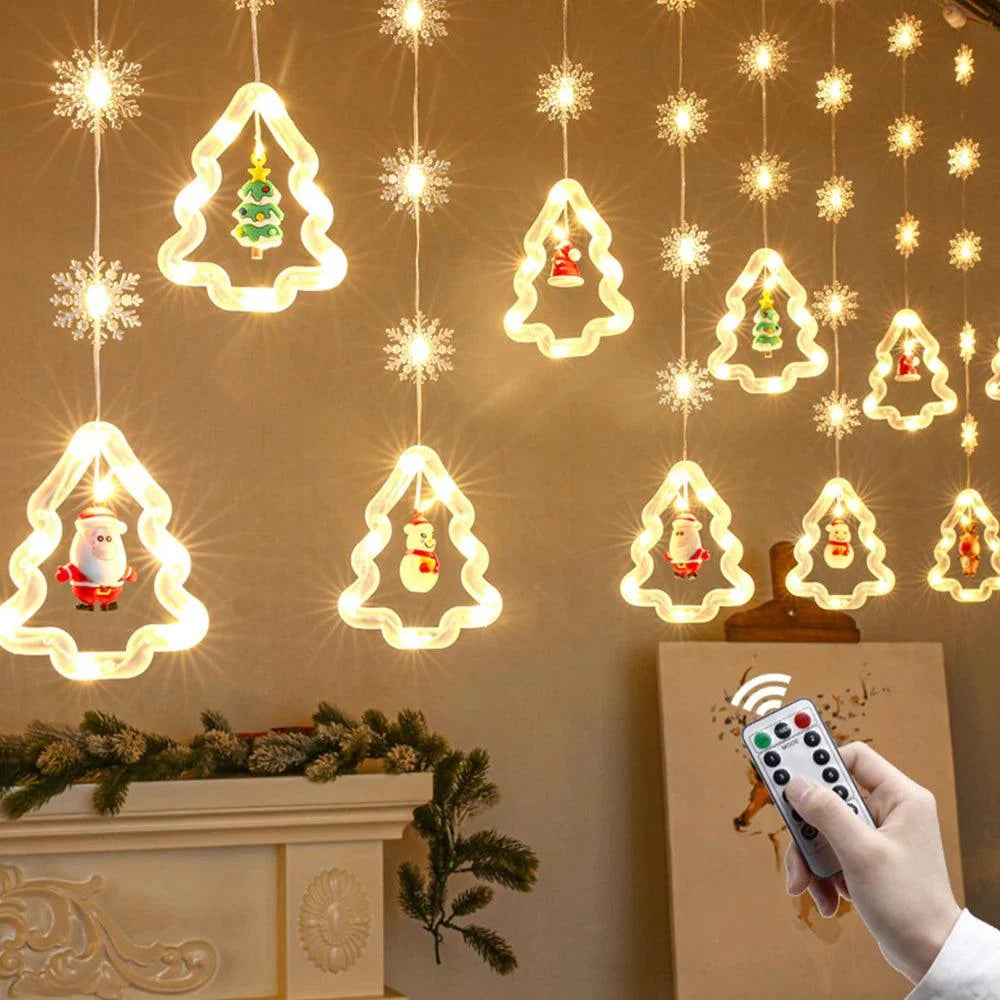 120-LED Christmas Curtain String Lights, USB or Battery