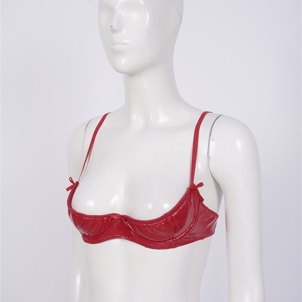 Patent Leather Underwired Open-Cup Bra