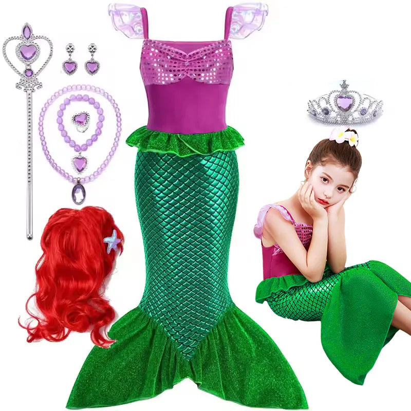 Kids Little Mermaid Ariel Princess Costume Dress – Cosplay Party Outfit