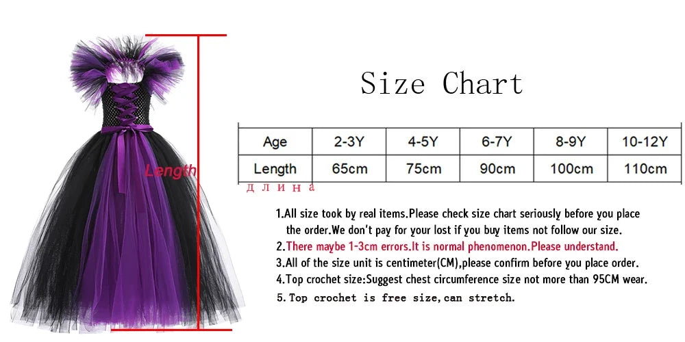 Girls Maleficent Costume Dress – Luxury Villain Tulle Gown