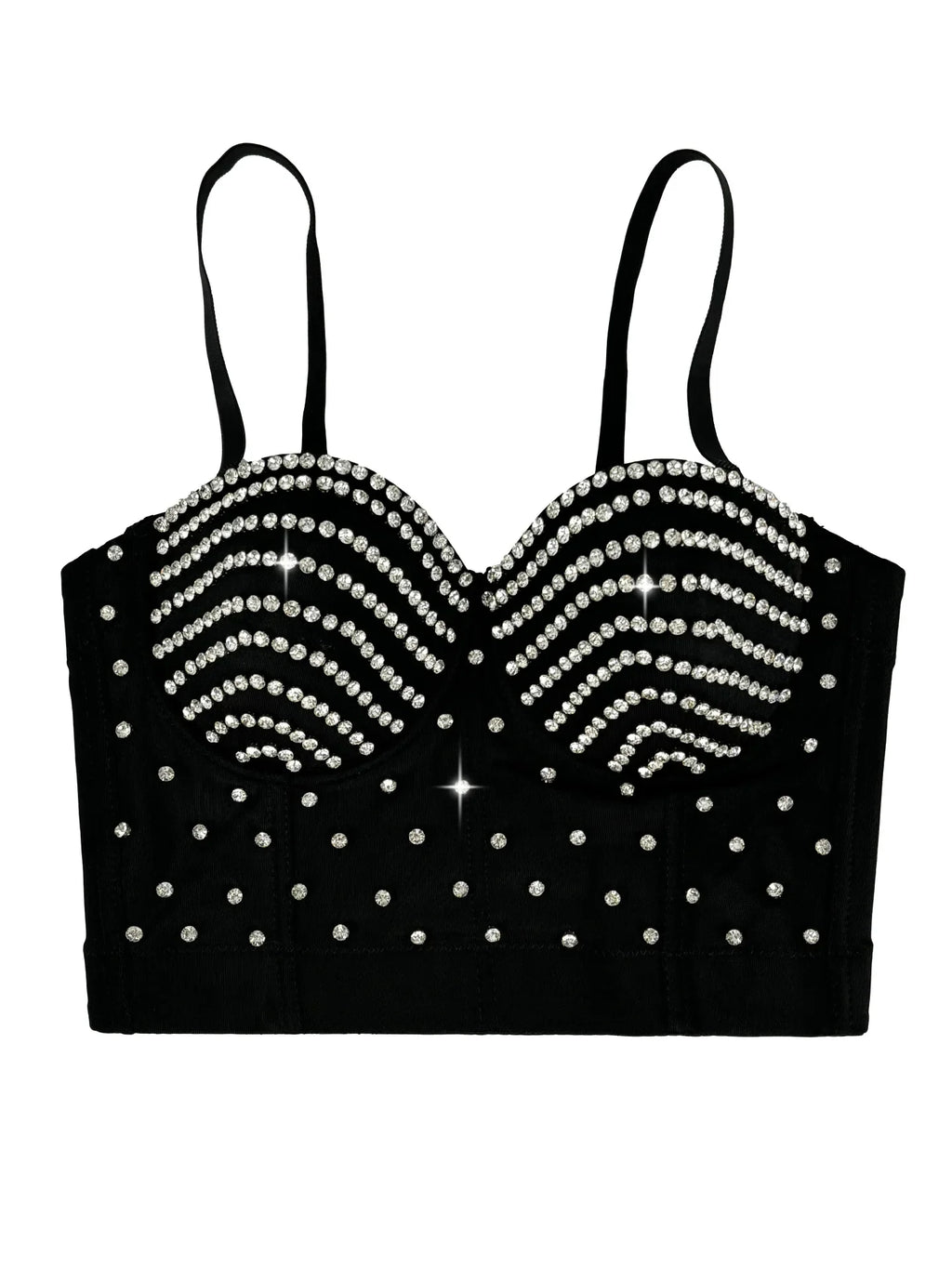 The Stardust Prism Siren – Embroidered Diamond Bustier Corset Crop Top