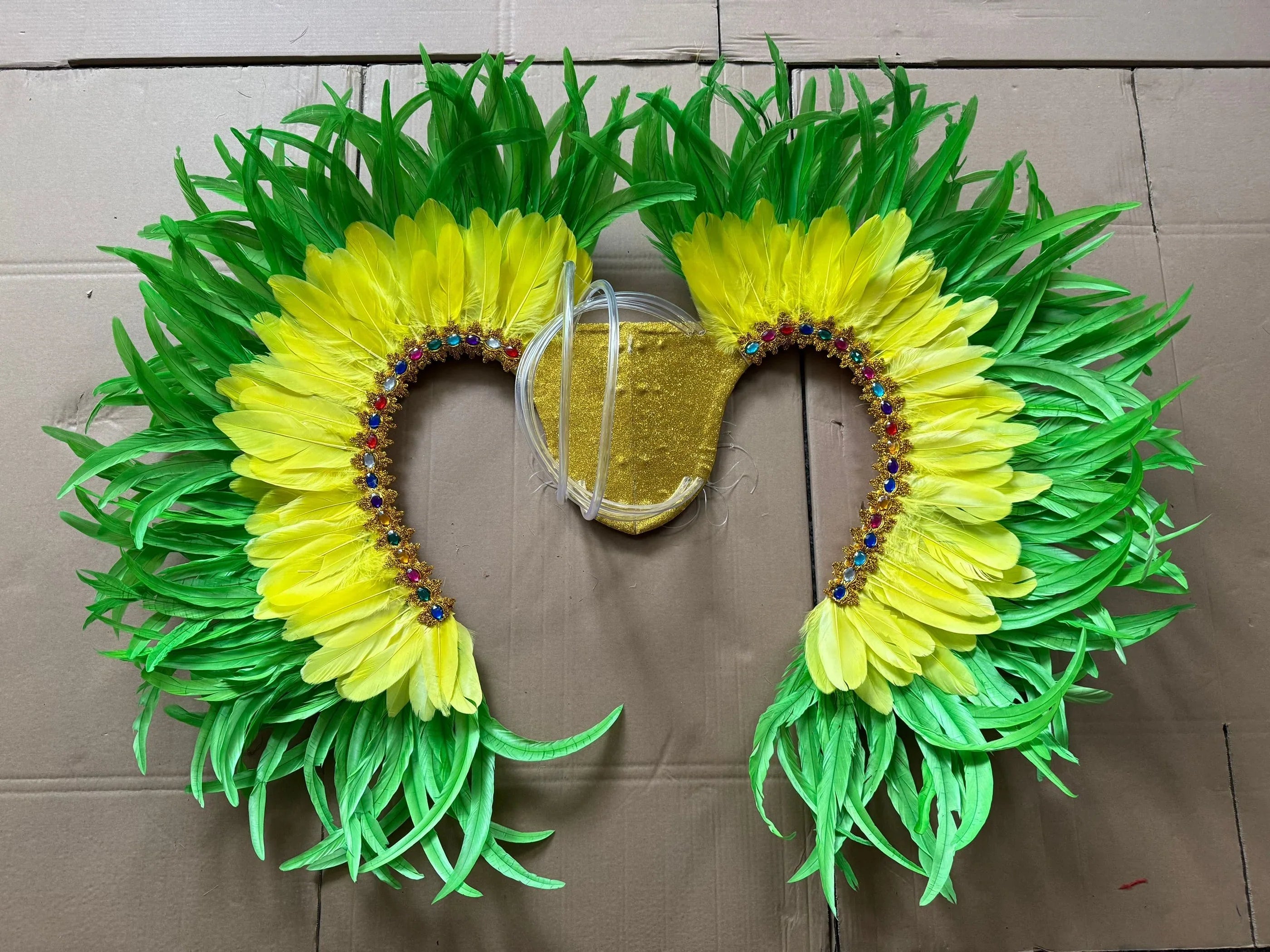 Two-Tone Feather Wing Backpiece Stage Costume Accessory