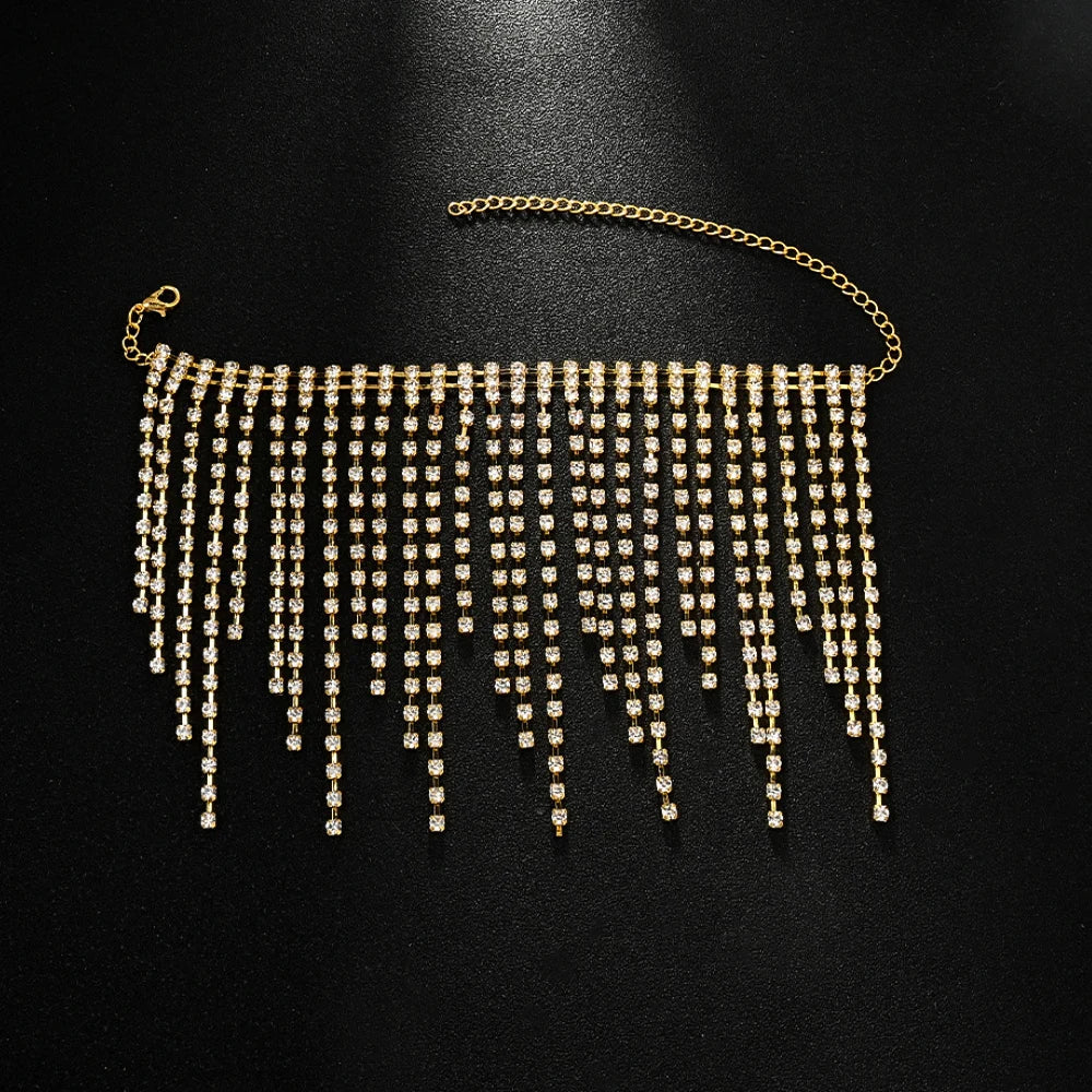 Rhinestone Fringe Tassel Ankle Chains