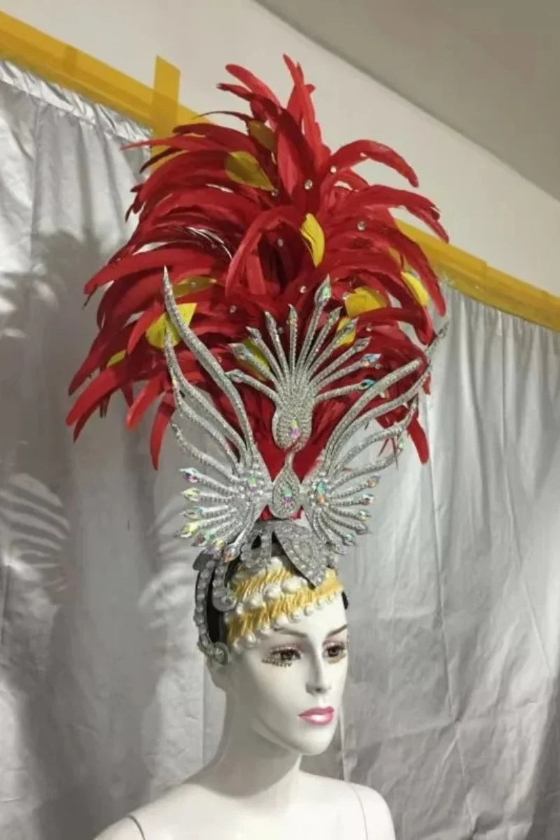 FASHIONABLE AND EXQUISITE HEADDRESS FEATHERS SAMBA DANCE CARNIVAL HALLOWEEN PARTY LATIN DANCE BAR PERFORMANCE HAT MASQUERADE