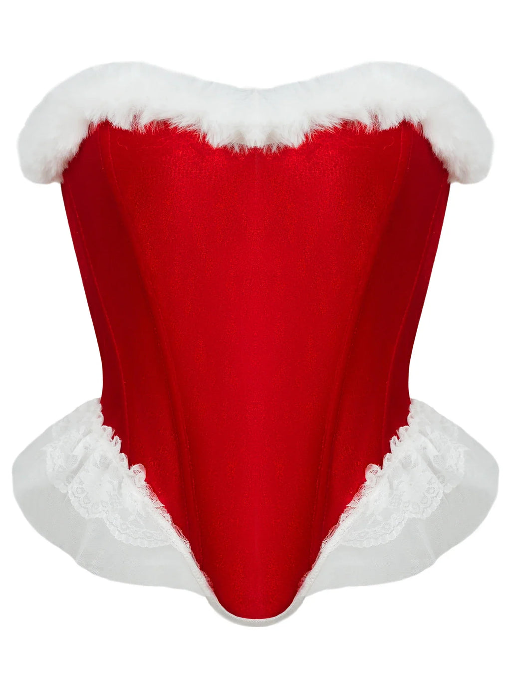 Women’s Sexy Christmas Lingerie, Santa Girl Bodysuit with Fringe Trim, Push-up Shapewear for Full Bust & Side Smoothing
