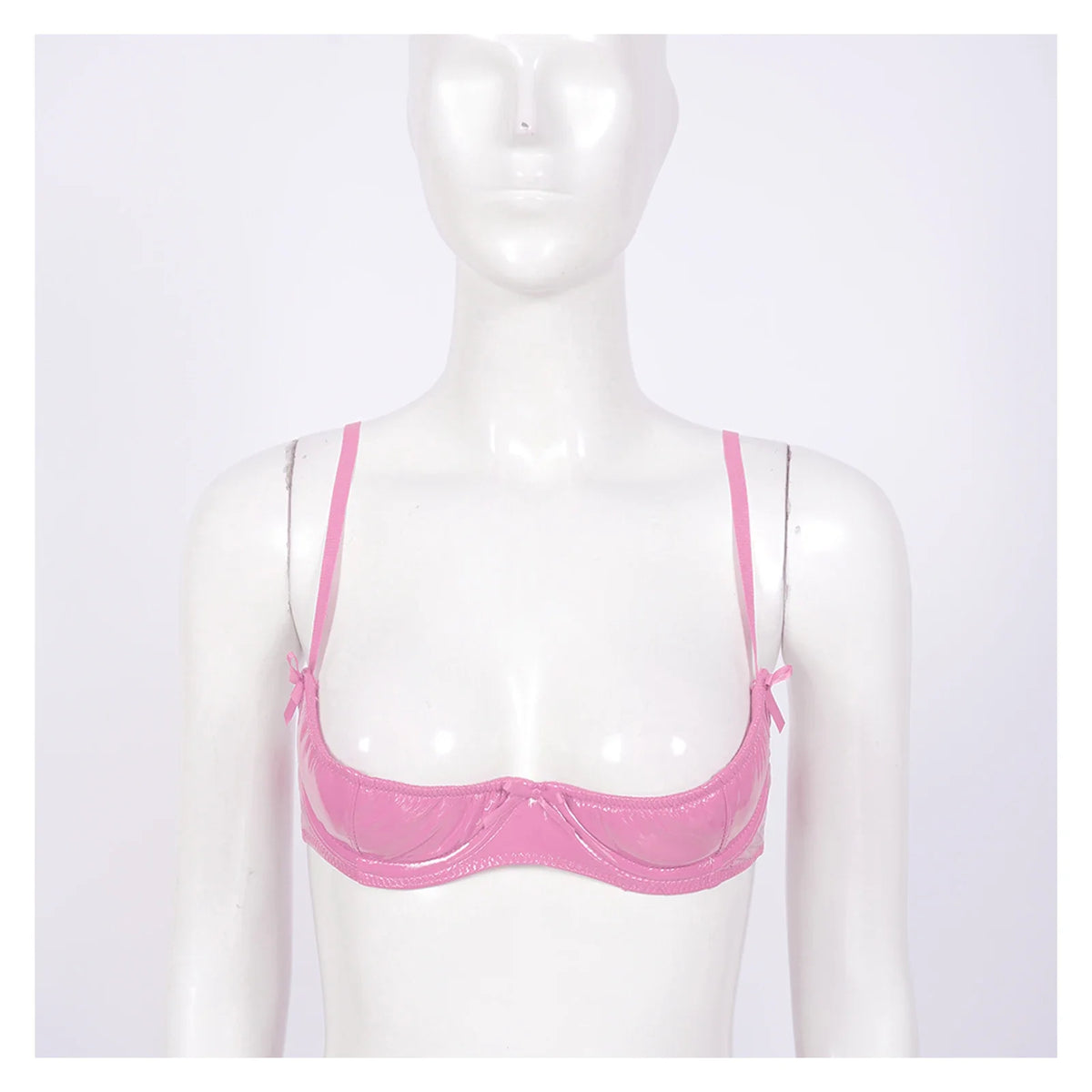 Patent Leather Underwired Open-Cup Bra