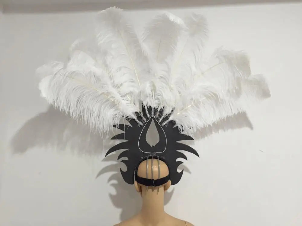 The Stardust Majestic Feather Crown – Carnival & Cabaret Stage Headdress
