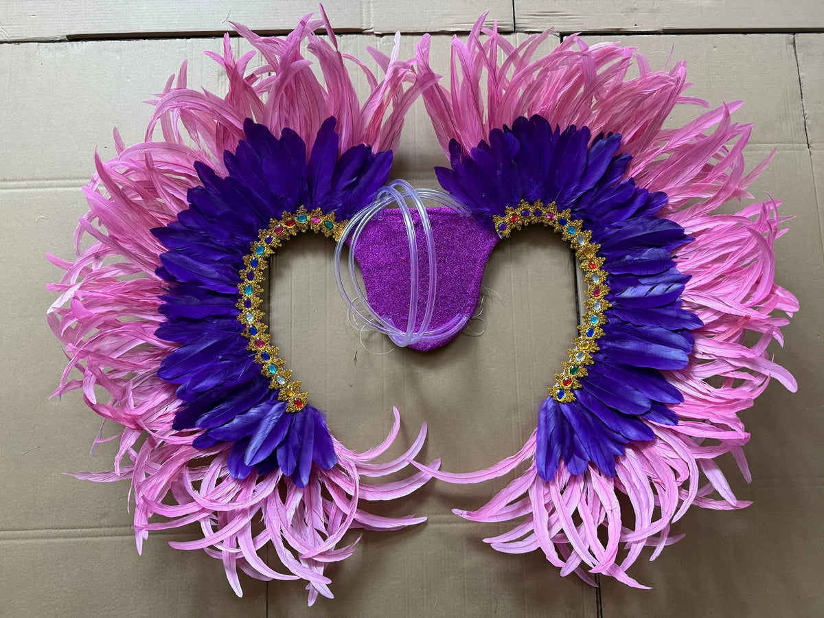 Two-Tone Feather Wing Backpiece Stage Costume Accessory